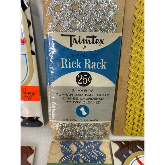 Vintage Rick Rack Lot Wright's Coat's Trimtex Nufashond Metallic Jumbo Baby New - Picture 1 of 12